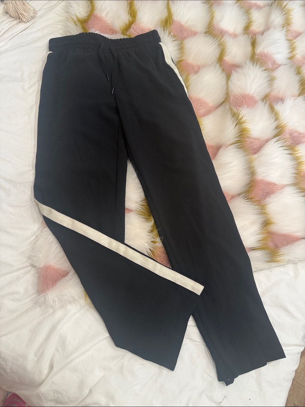Avec Les Filles Black Pants with White Side Stripe